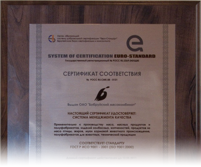 Пример имиджевого сертификата ISO 9001